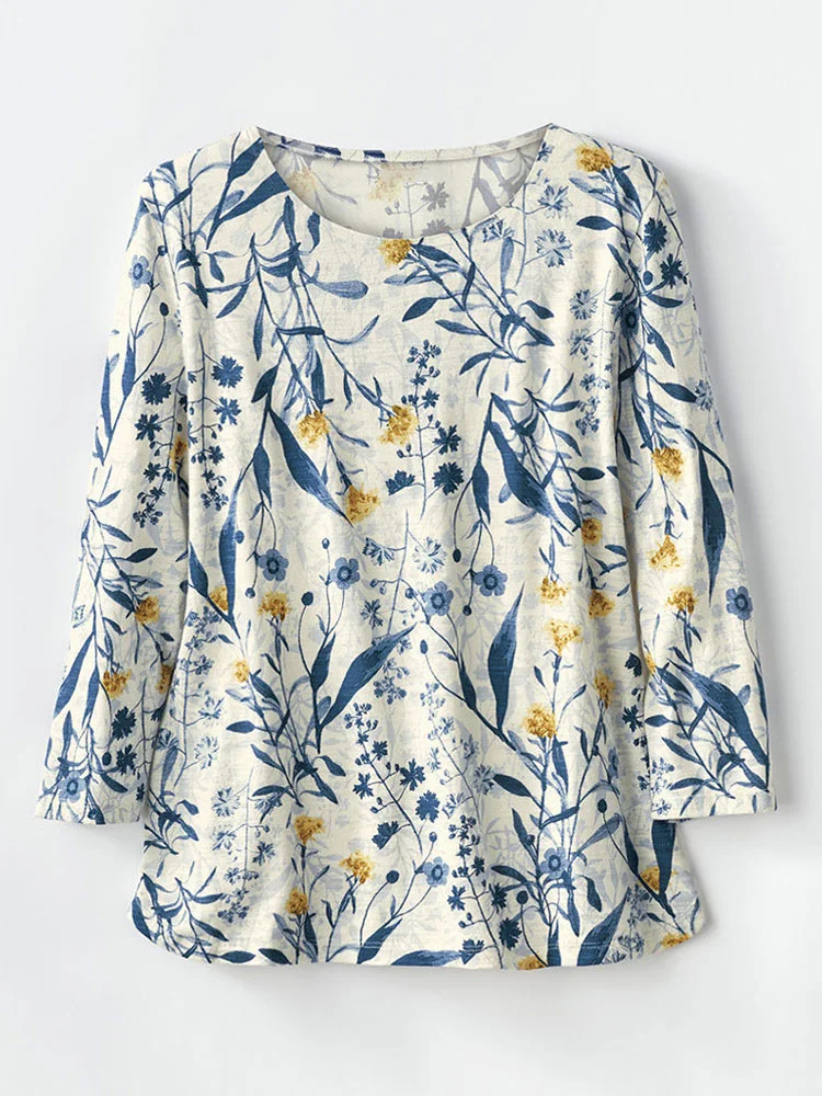 VChics Women's Casual Floral Print Cotton T-shirt