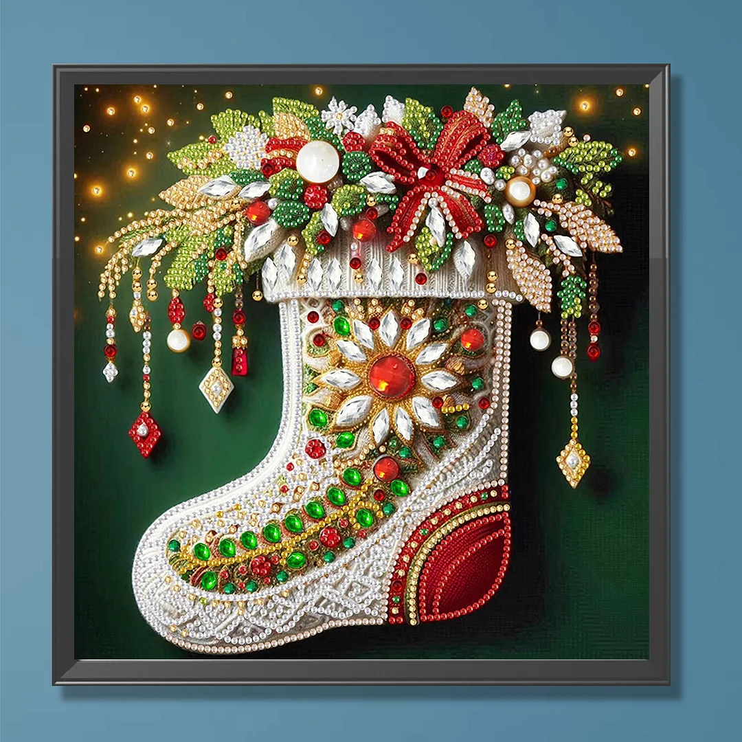 Christmas Sock - Partial Special Shaped Drill Diamond Painting Kits (Canvas|30*30cm)
