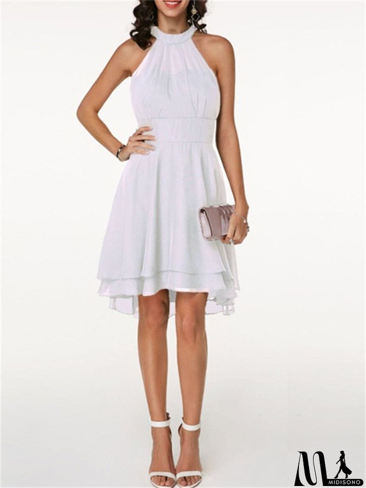 MidiSono - New Elegant Halter Sleeveless High Waist Slim-Fit Cocktail Dresses For Wedding Guest