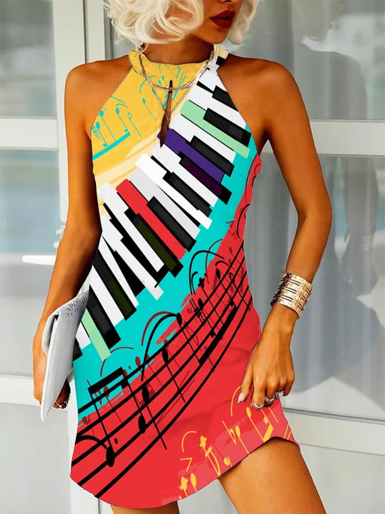 Music Notes And Piano Keys Art Mini Dress