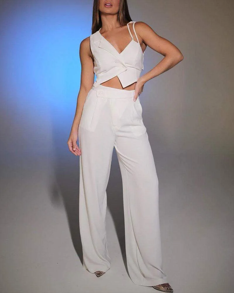 Cropped Top Pants Set