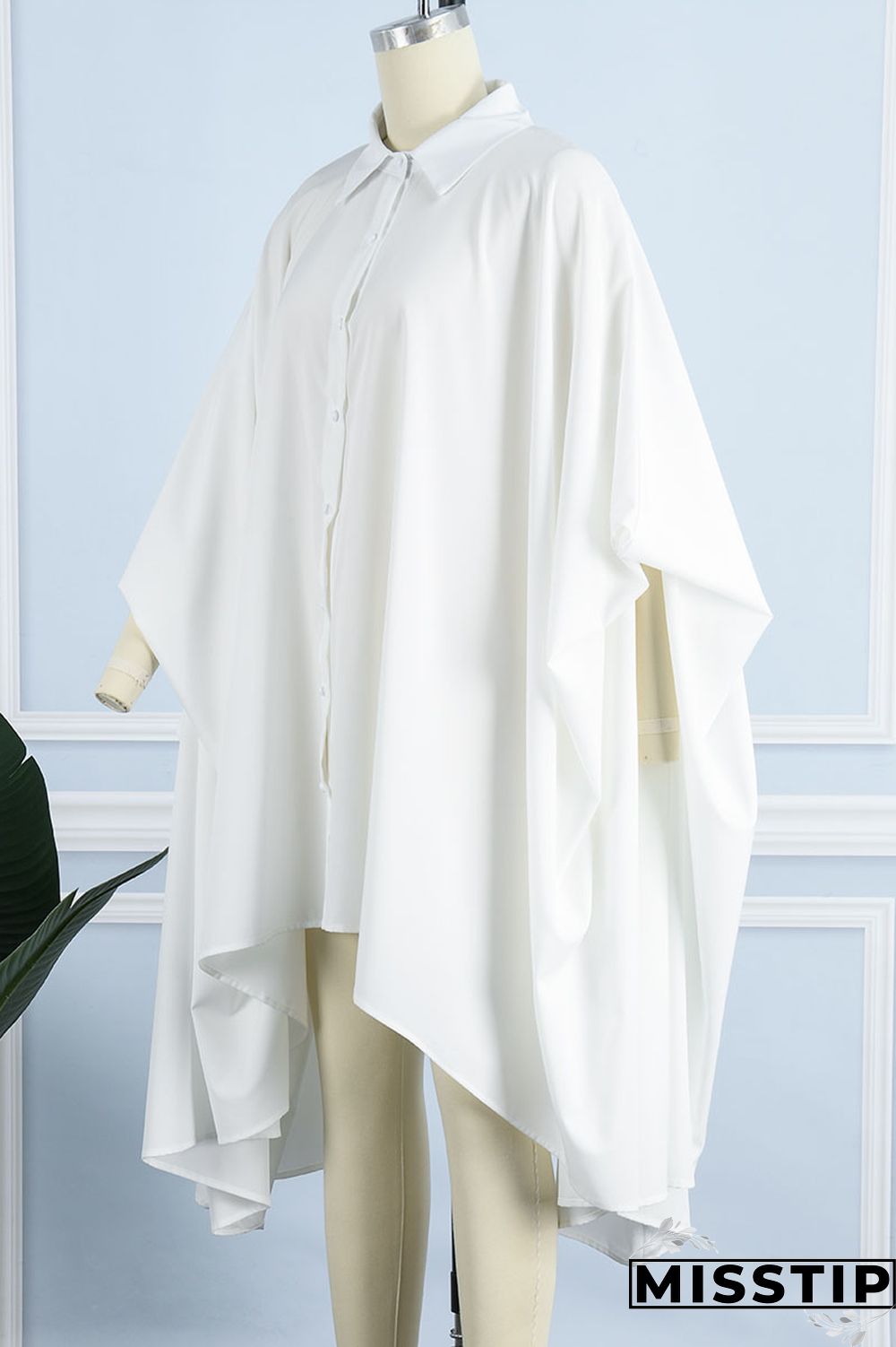 Green Casual Solid Patchwork Buckle Asymmetrical Turndown Collar Irregular Dress Plus Size Dresses