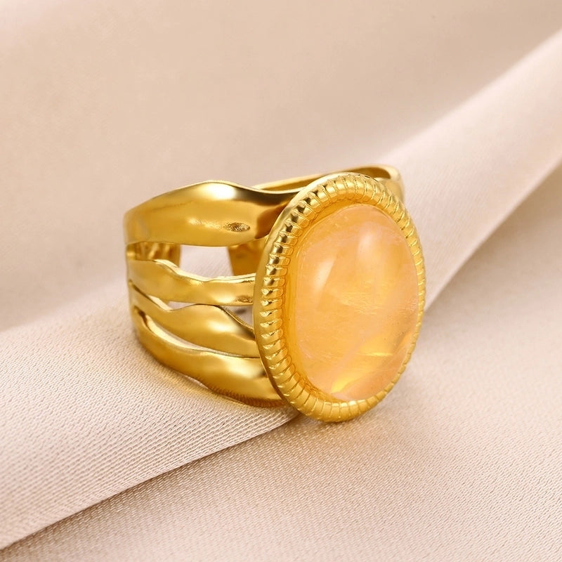 IG Style Elegant Classical Geometric 304 Stainless Steel Howlite Open Rings In Bulk