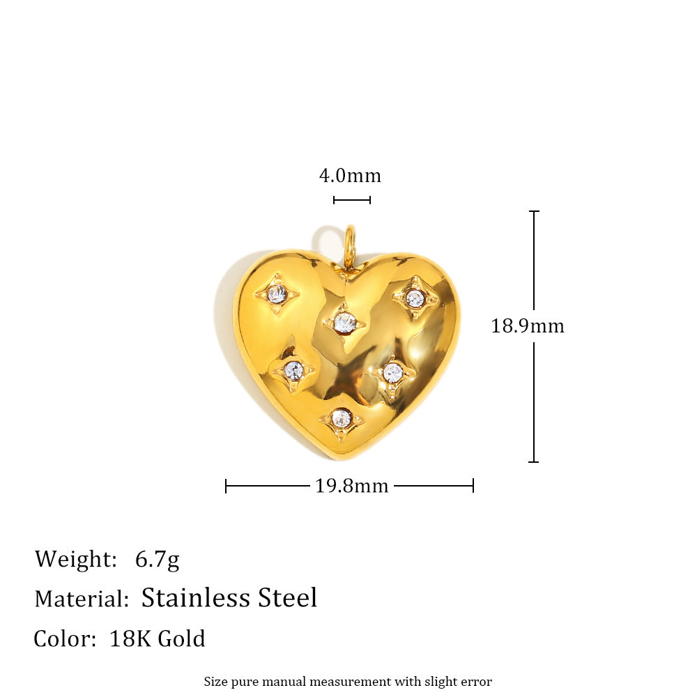 Diy Necklace Accessories Stainless Steel 18K Gold Plated Rose Flower Glue Bead Diamond Love Pendant Female