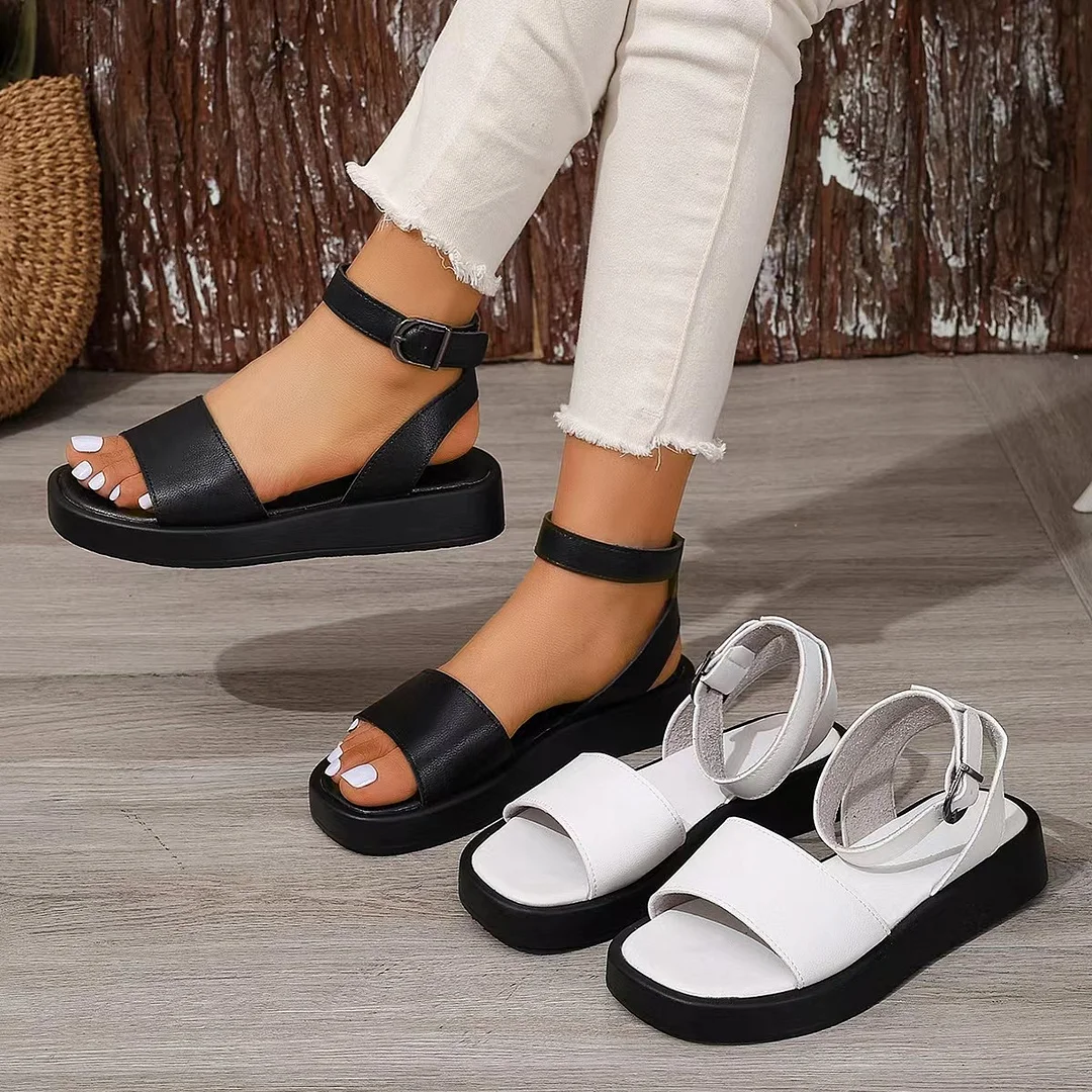 Breakj Breakj New Ladies Summer Flat Shoes Large-Size Leisure Sandals Fashion Flat Sandals