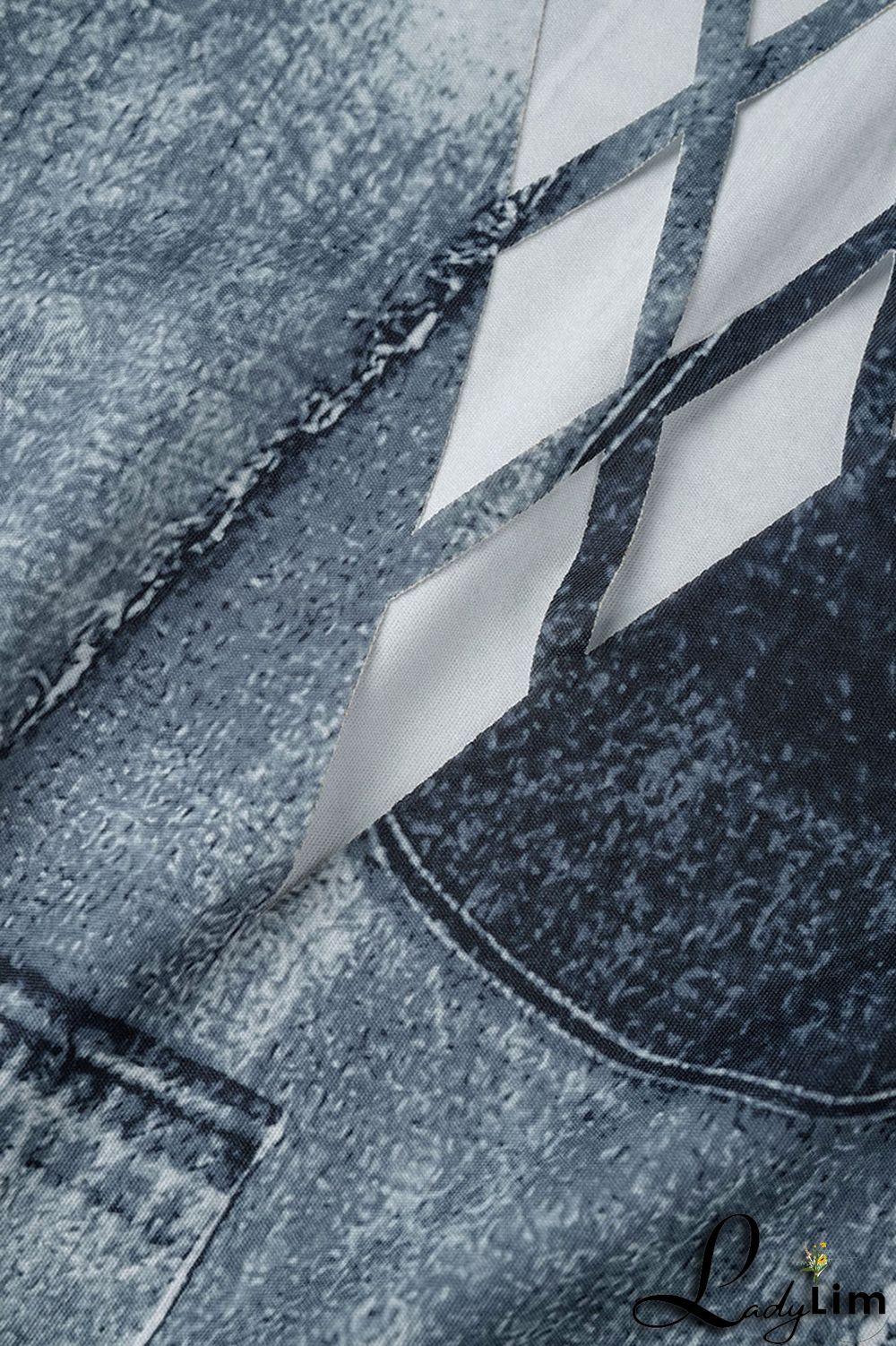 Dark Blue Sexy Print Patchwork Backless Spaghetti Strap Pencil Skirt Dresses