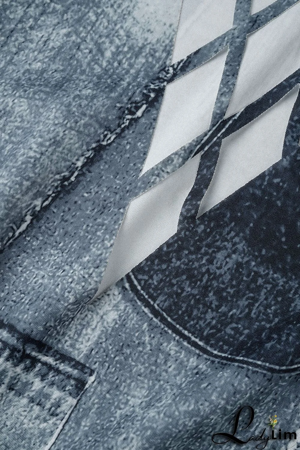 Dark Blue Sexy Print Patchwork Backless Spaghetti Strap Pencil Skirt Dresses