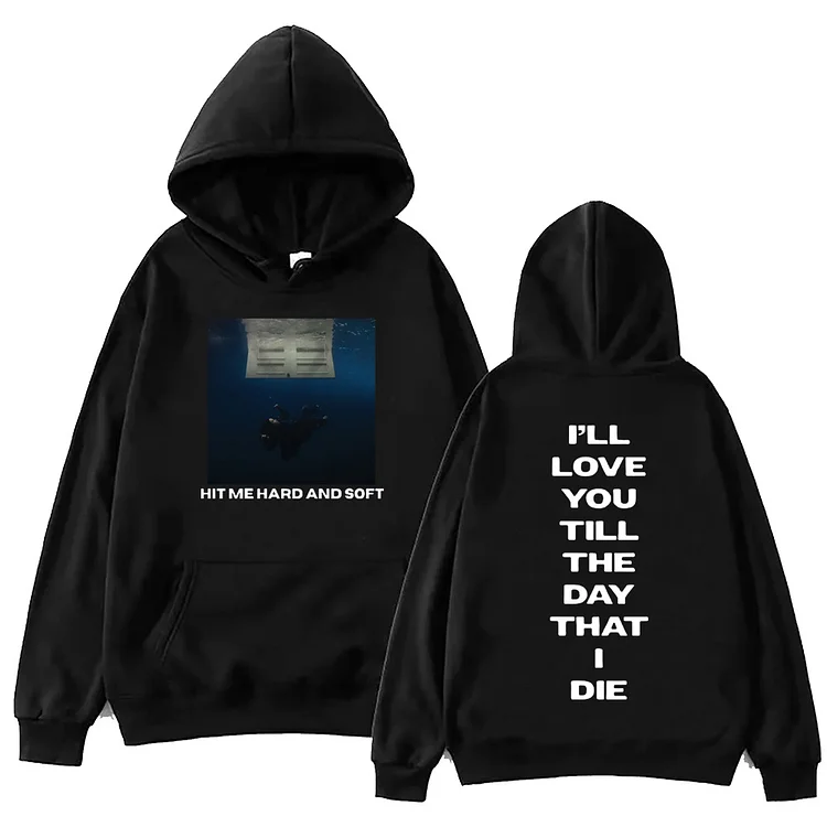 Hit Me Hard and Soft Printed Hoodie Hip Hop Pullover Tops at Hiphopee