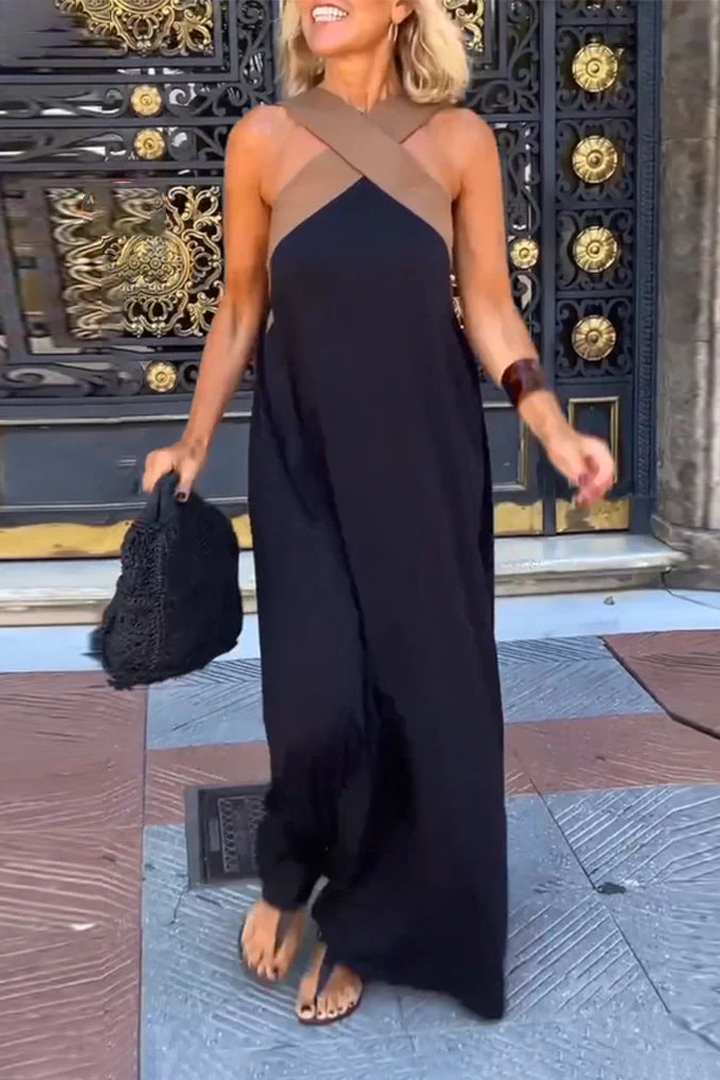 Cross Halter Neck Sleeveless Stitching Dress 49.99$ TODAY ONLY