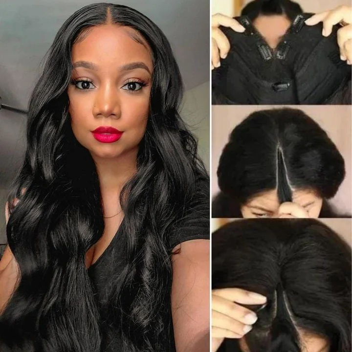 250% Density Body Wave V Part Wigs No Leave Out Upart Wigs Meet Real Scalp  Human Hair Flash Sale