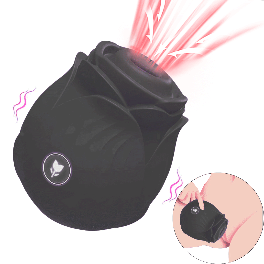 Black Amora - Rose Clitoral Suction Toy 10 Speeds Waterproof Pleasure for Women By Rose Toy