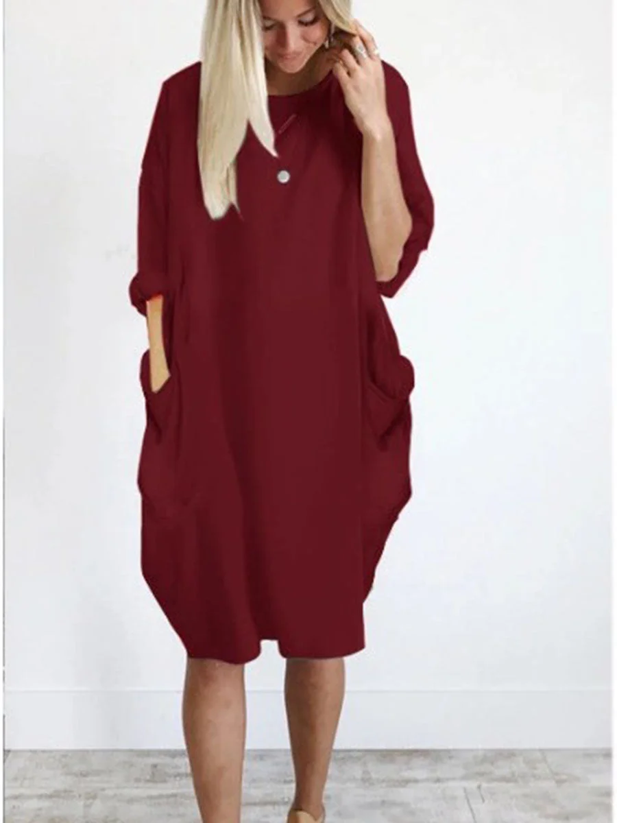 Casual Pocketed Loose Shirt Dress