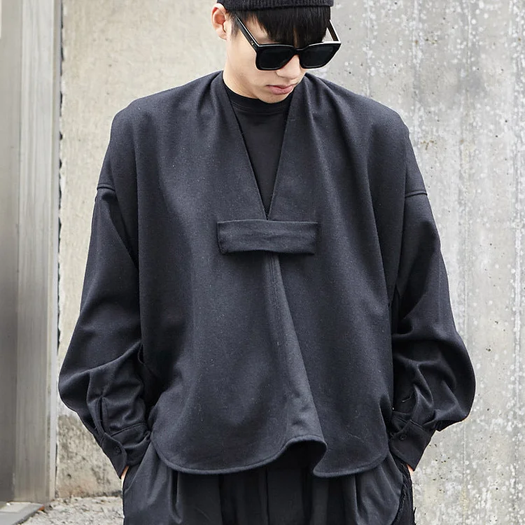 Dawfashion Techwear Streetwear-New Japanese Dark Style Hairy Loose Long-sleeved Shirts-Streetfashion-Darkwear-Techwear