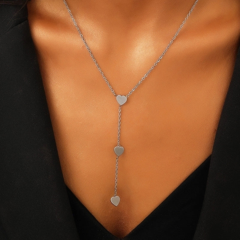 Titanium Steel Gold Plated Minimalist Cross Heart Shape Butterfly Pendant Necklace