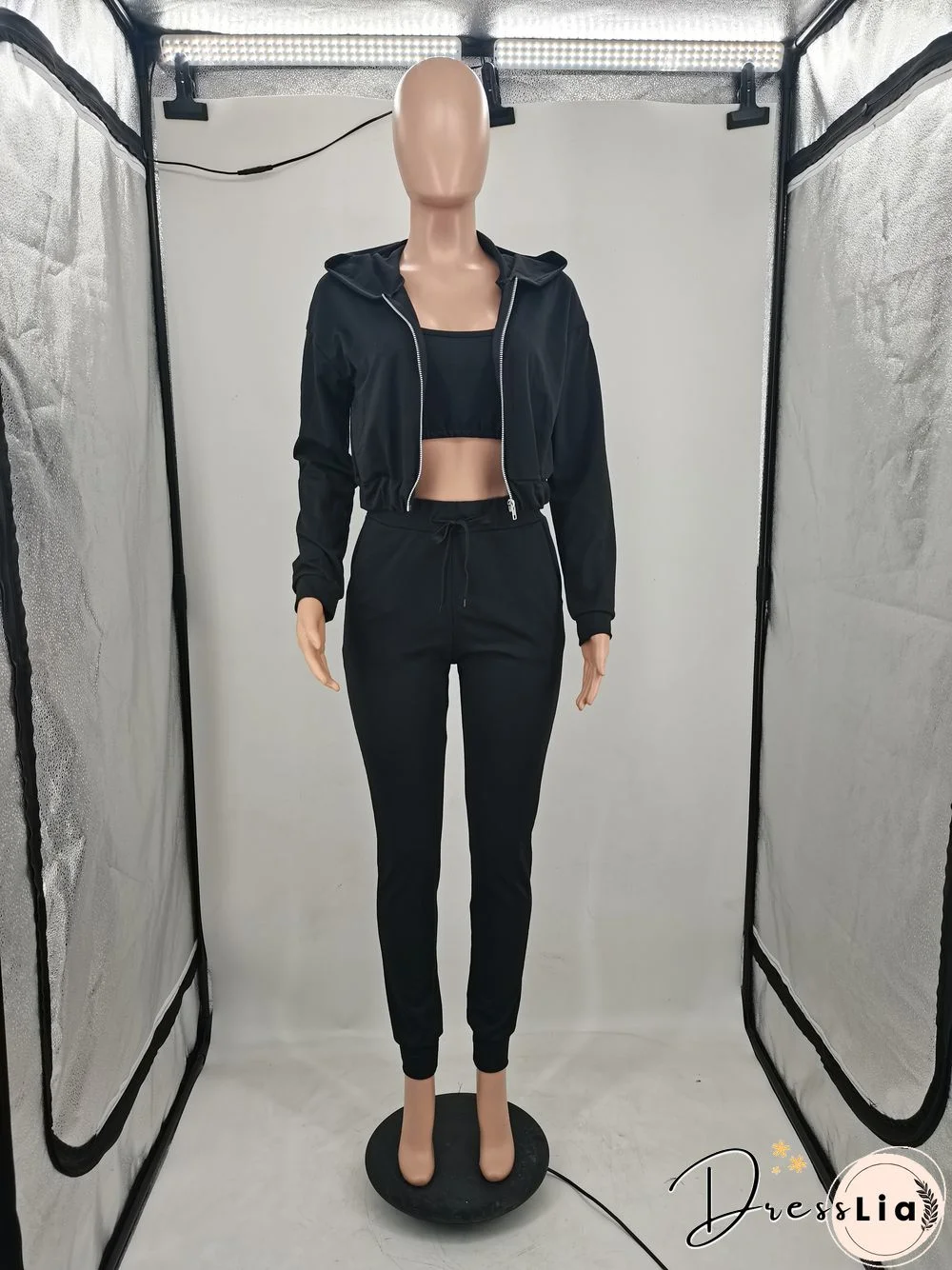 Hoodie Jackets with Tank and Jogger Pants Sweatsuit
