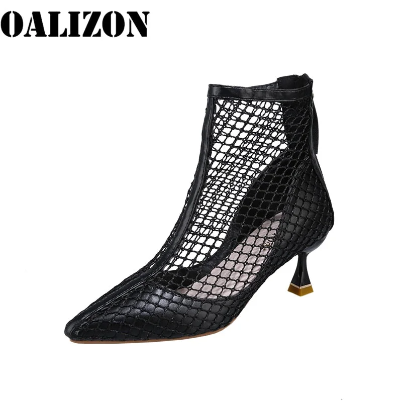 Sexy Women Summer Mesh Air Breathable Stilettos High Heels Sandals Short Boots Shoes Women Lady Hollow Out Ankle Cool Boot Shoes