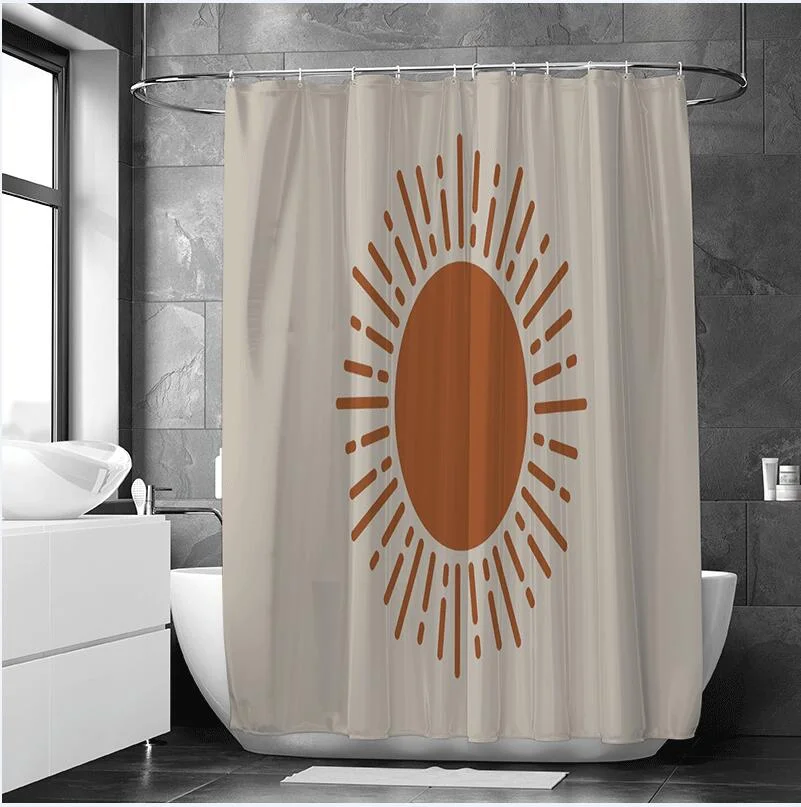 Morandi Simple Strokes Shower Curtain 100% Polyester Simple Korean Style Shower Curtain Bathroom Set Waterproof Shower Curtain