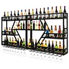 [US Local Warehouse] Metal Wall Mounted Wine Rack 3-Tier with Glass Holder for Kitchen Home Black