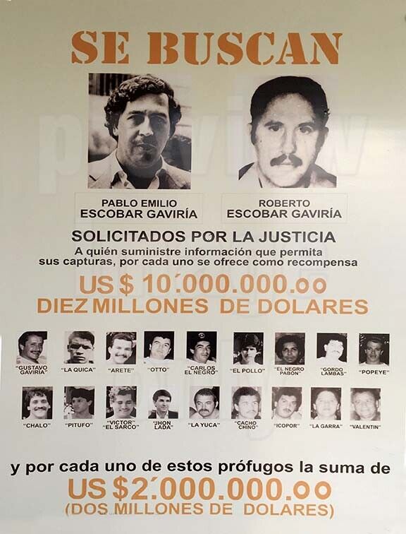 1981 PABLO ESCOBAR DEA WANTED POSTER 8.5X11 Photo Poster painting PICTURE COLOMBIAN SE BUSCAN