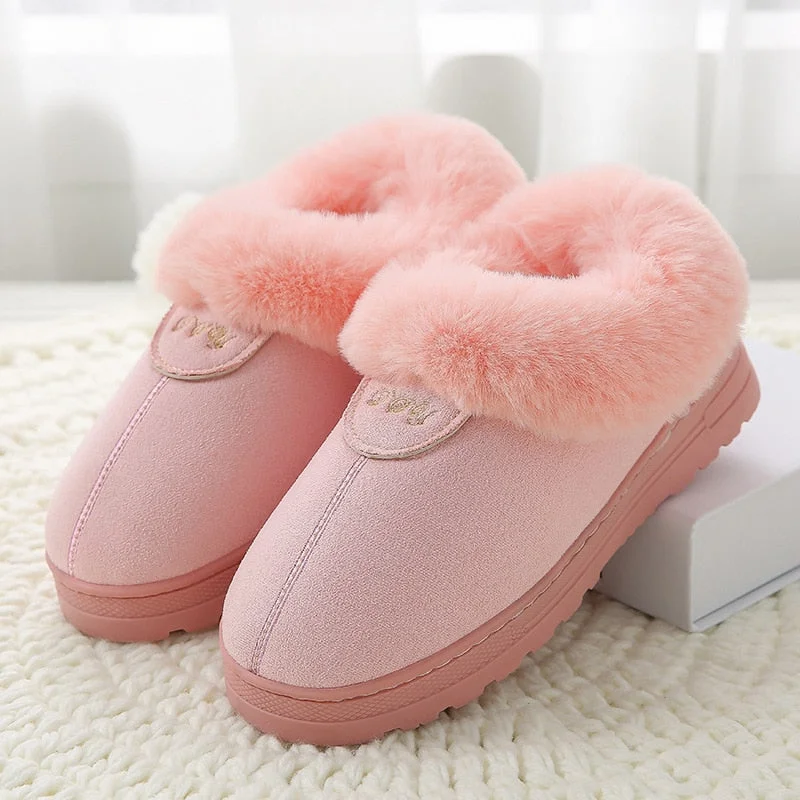 Comemore Winter Warm Women Slippers Female Platform Furry Fur Plush Men's Indoor Home Slipper House Shoes Woman Plus Size 44 New