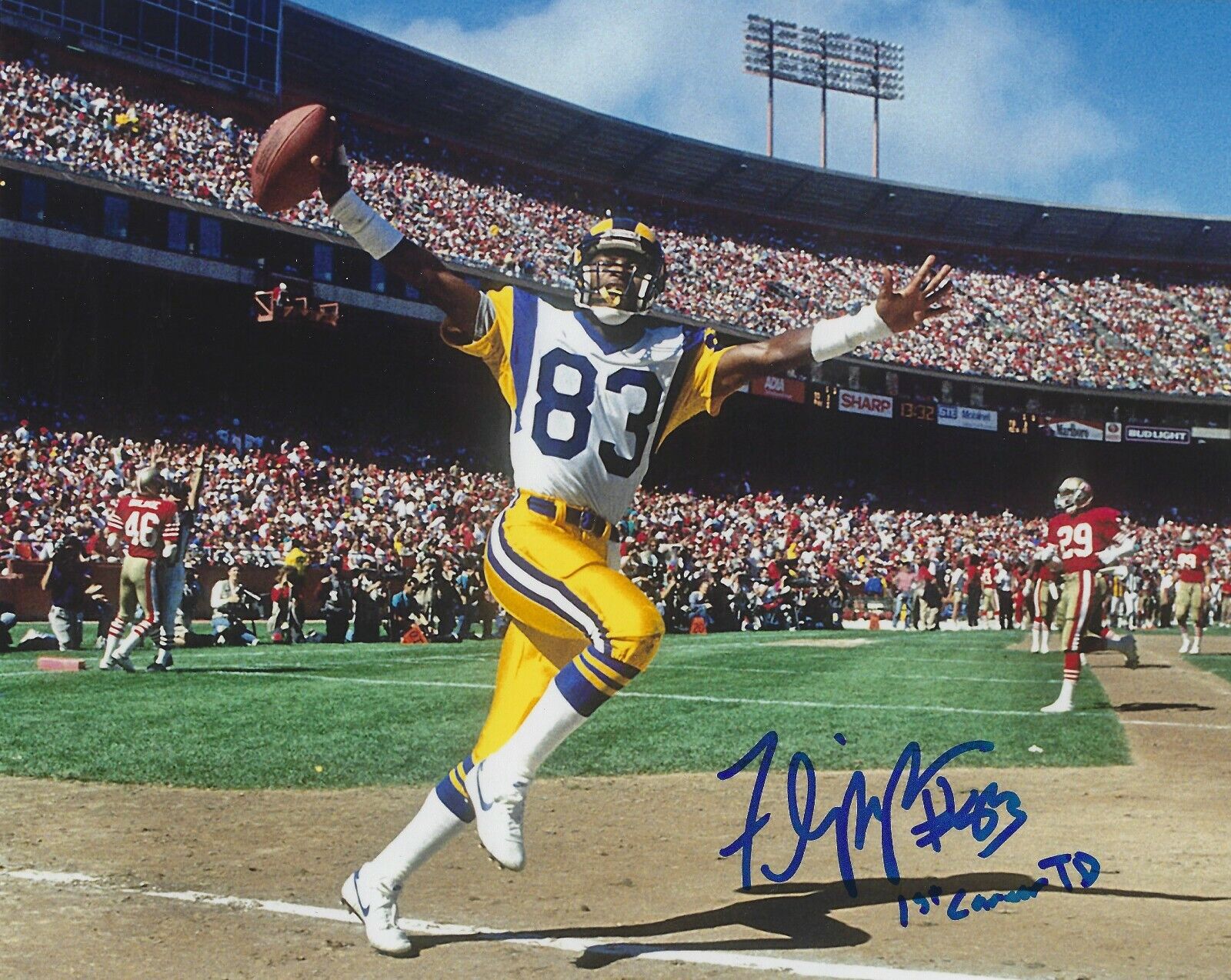 Autographed FLIPPER ANDERSON Los Angeles Rams 8x10 Photo Poster painting w/COA