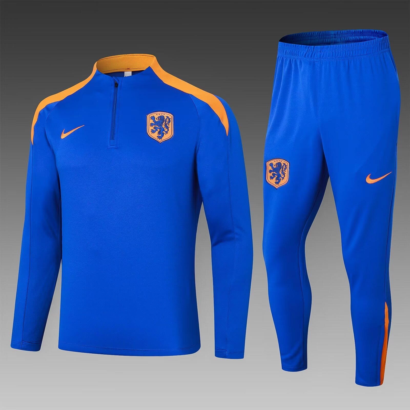 2024 Netherlands Half-Pull Training Suit Colorful Blue Football Shirt 1:1 Thai Quality