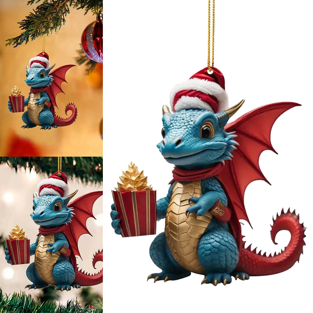 Christmas Baby Dragon Pendants Acrylic Dragon Ornaments Realistic for Home Decor