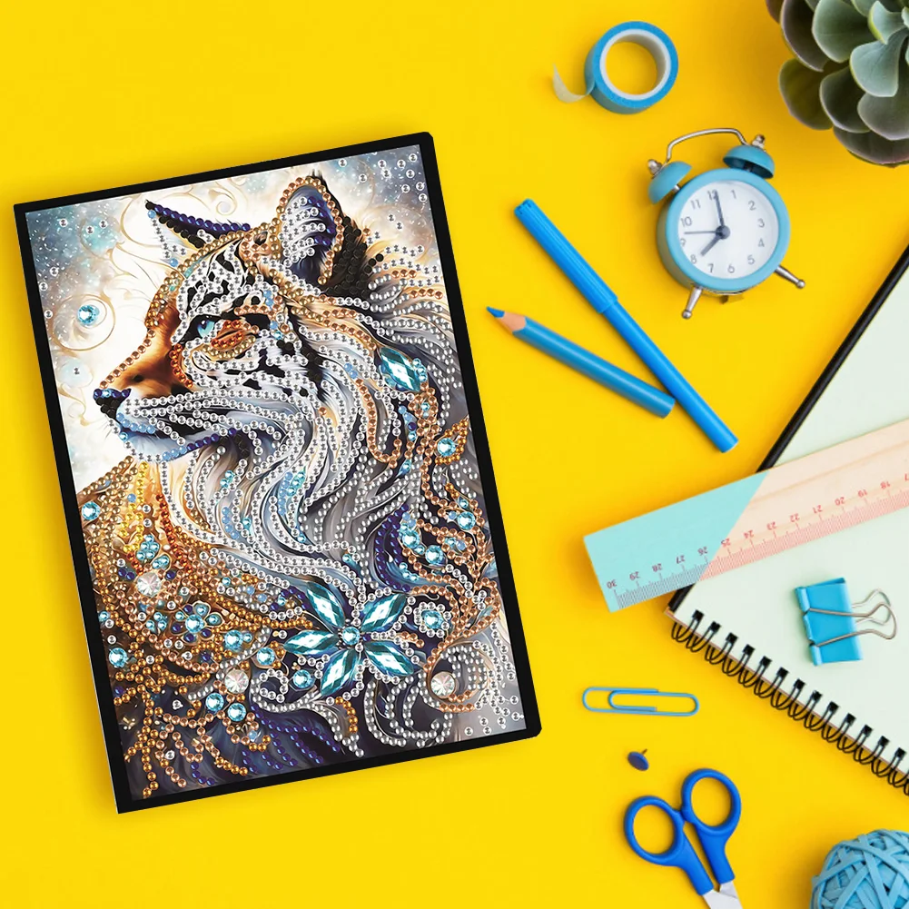 5D DIY Fox Special Shaped Diamond Painting 50 Pages Notebook for Beginners