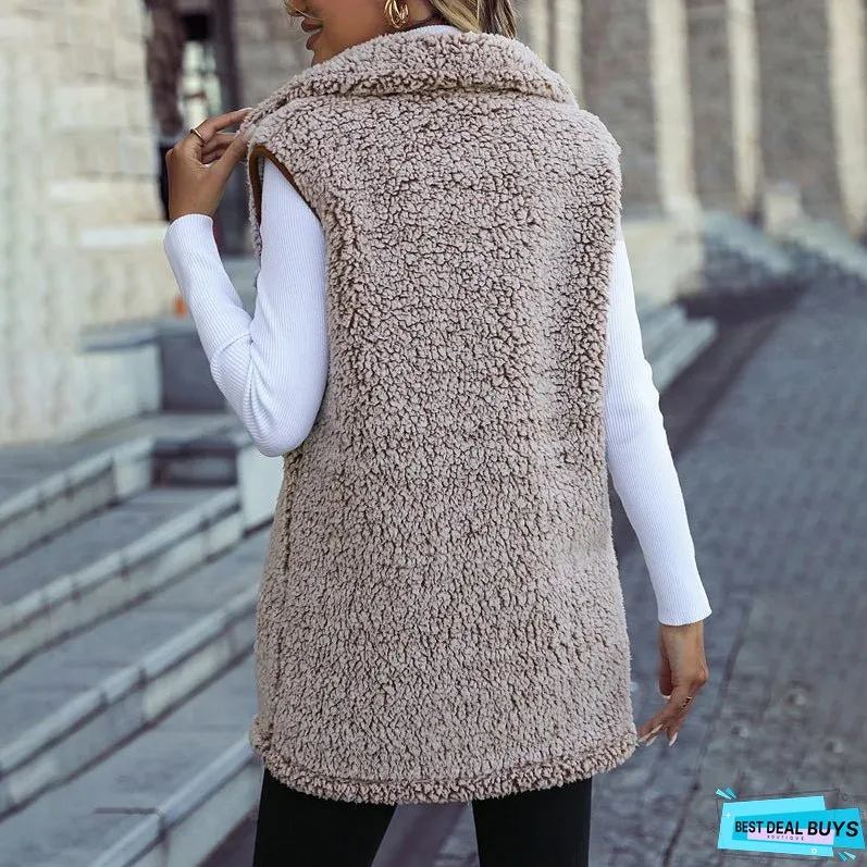 Casual Plush Vest Cardigan