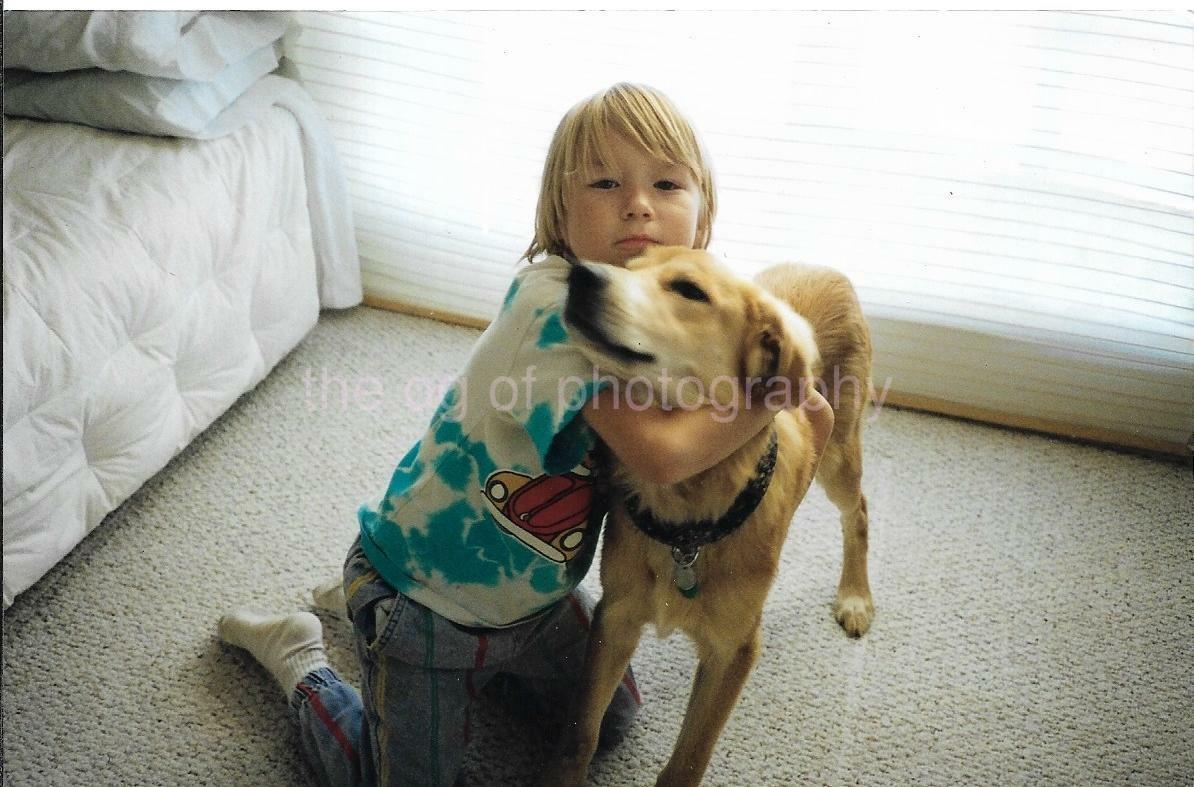 FOUND Photo Poster painting Color DOG CHILD Original Snapshot112 5 T