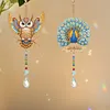 2pcs Owls and Peacocks DIY Acrylic Diamond Painting Wind Chime for Adult 5D Diamond Painting Suncatcher with Crystal Pendant Double Sided Hanging Diamonds Art Paint Ornament Gift for Home