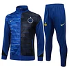 Joyfball 2024/2025 Kids Size Internazionale Milan Long Zipped Jacket Royal Blue Inkjet Soccer Jersey 1:1 Thai Quality 