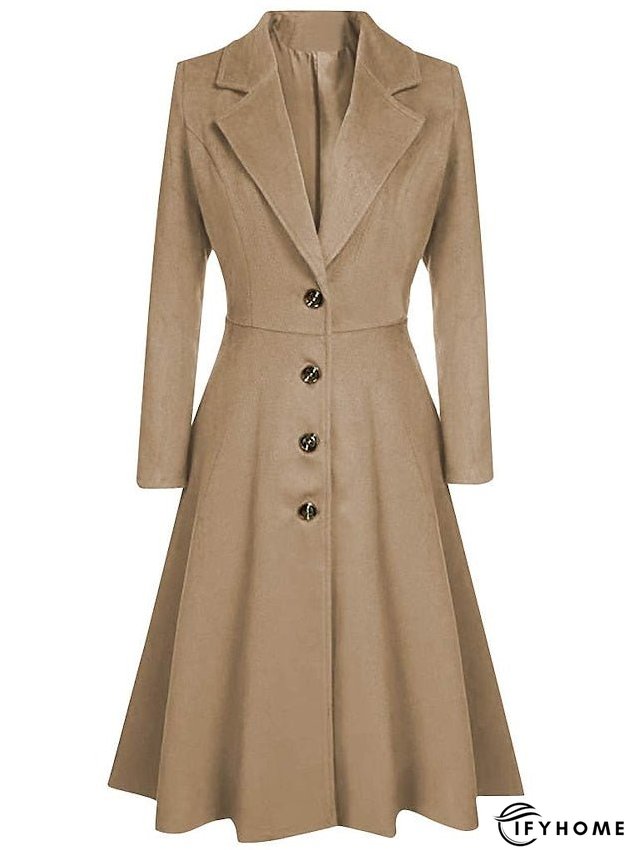 Women's Wool Blend Coat Winter Long Pea Coat Christmas Party Fall Lapel Overcoat Slim Fit Elegant & Luxurious Dress Jacket Long Sleeve Vintage Style White Black Purple Red | IFYHOME