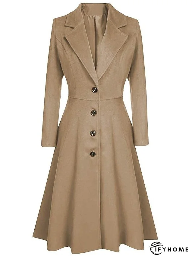 Women's Wool Blend Coat Winter Long Pea Coat Christmas Party Fall Lapel Overcoat Slim Fit Elegant & Luxurious Dress Jacket Long Sleeve Vintage Style White Black Purple Red | IFYHOME