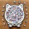 135-Piece Morandi-Colored Cat Shaped Wooden Jigsaw Puzzle