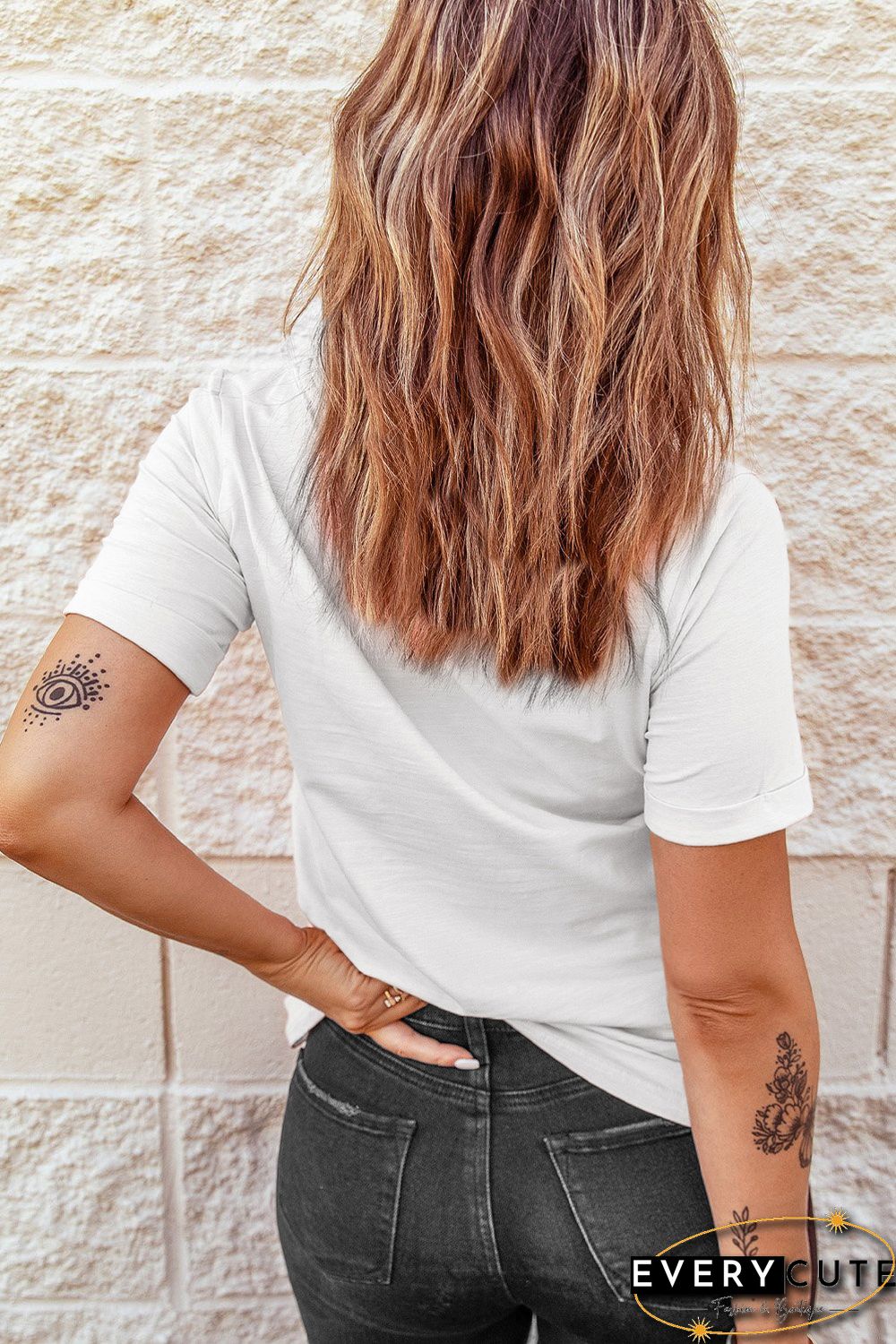 White Good Vibes Print T Shirt