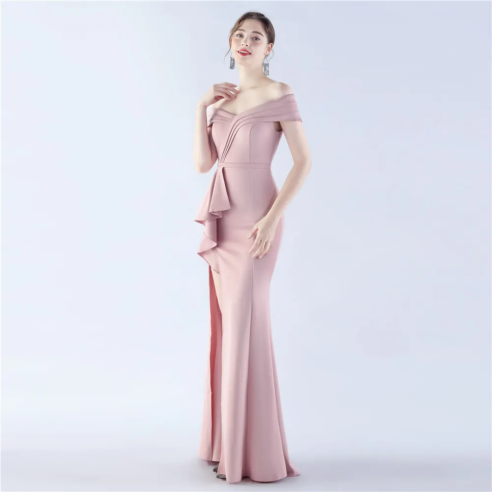 Classic Satin Off Shoulder Long Evening Dress - Elegant & Timeless - Ootddress