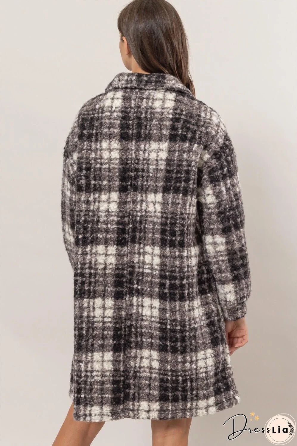 HYFVE Plaid Button Down Longline Shacket