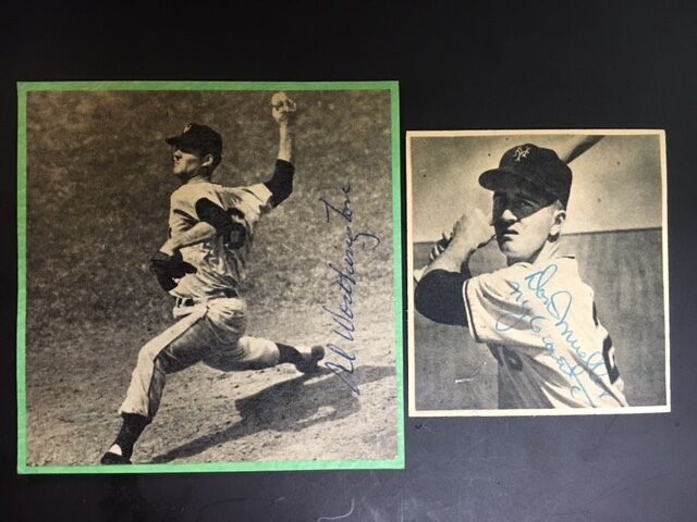 2 NY Giants Signed Vintage 1954 Photo Poster painting; Don Mueller & Al Worthington with COA