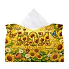 (24cm)Diamond Art Tissue Box DIY PU Napkin Cover for Home(Sunflowers and mom)