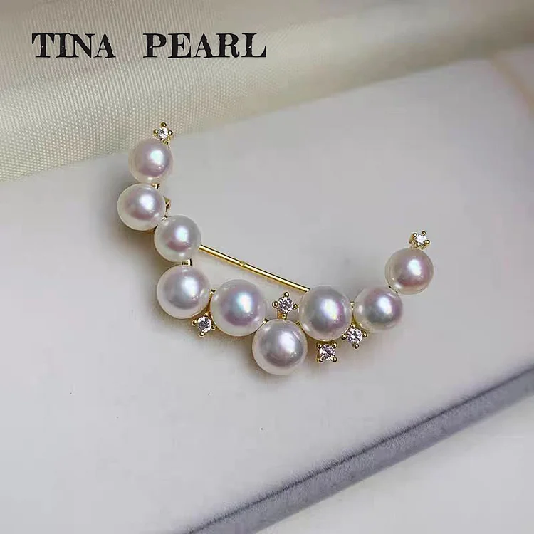 2025 TINA Jewelry Freshwater pearl moon brooch