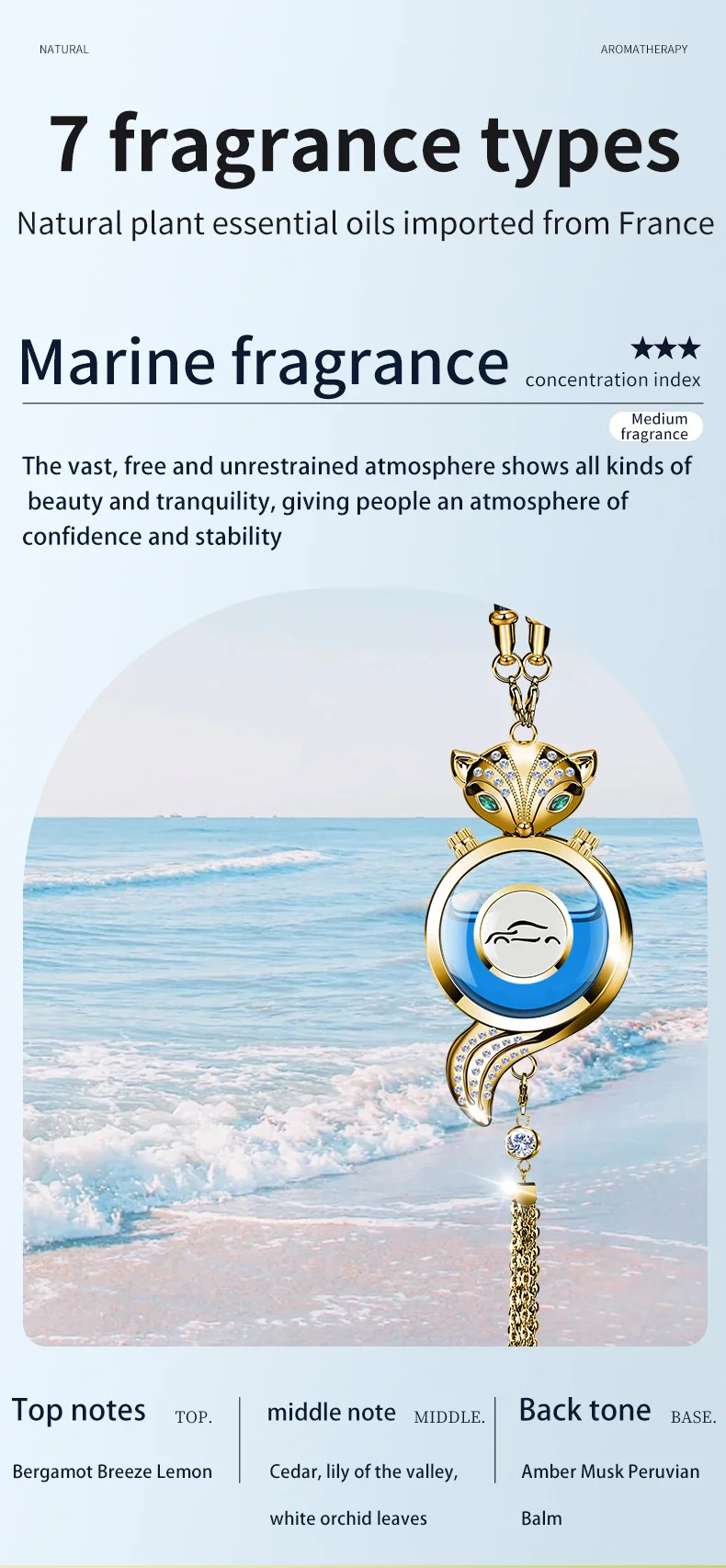 Car perfume pendant high-end fox diamond car interior decoration fragrance essential oil pendant