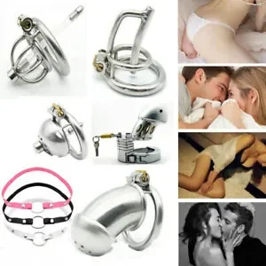 pornhint Pornhint Stainless steel Male Chastity Cage Bondage Lock Elastic Belt BDSM Men Adult New