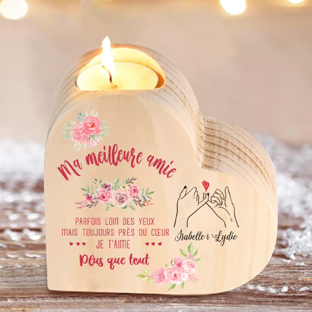 Décoration Acrylique Cœur "À Ma Meilleure Amie" - Motif Fleurs Et Lavandes - Cadeau Amitié - 3 Mm