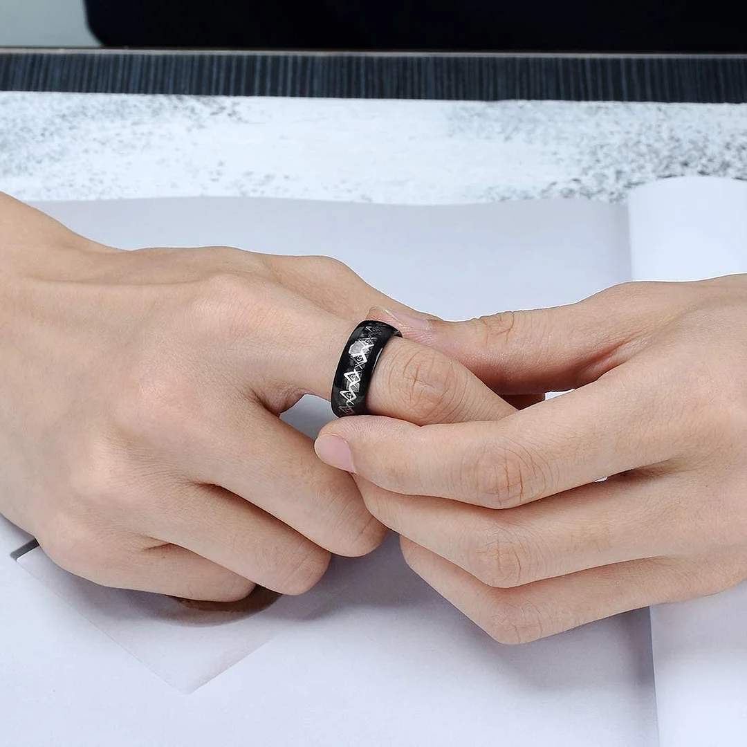 8MM Women's Or Men's Classic Black Tungsten Carbide Rings Masonic Compass Black Carbon Fiber Inlay Comfort