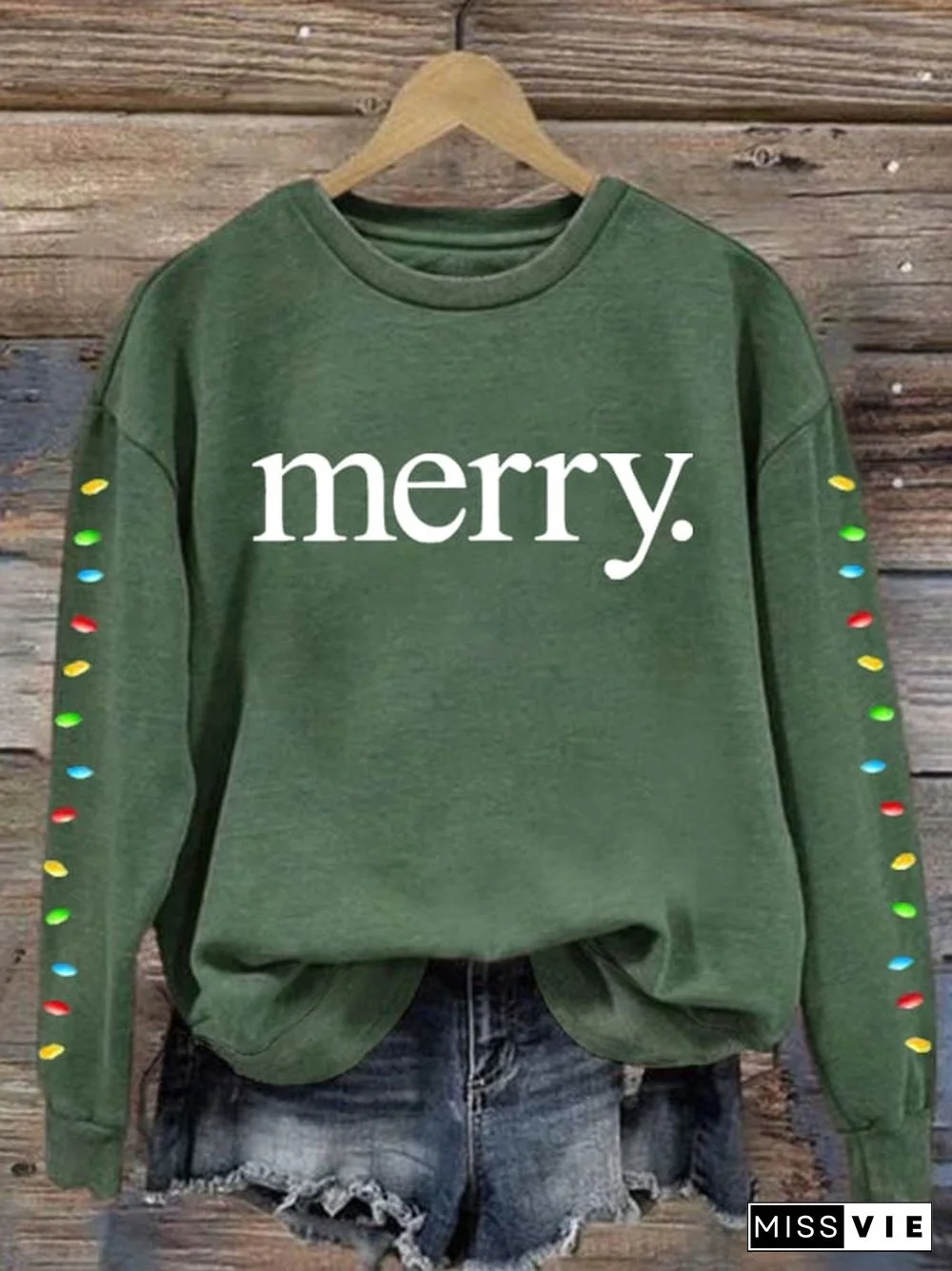 Women's Merry Print Long Sleeve Sweatshirt