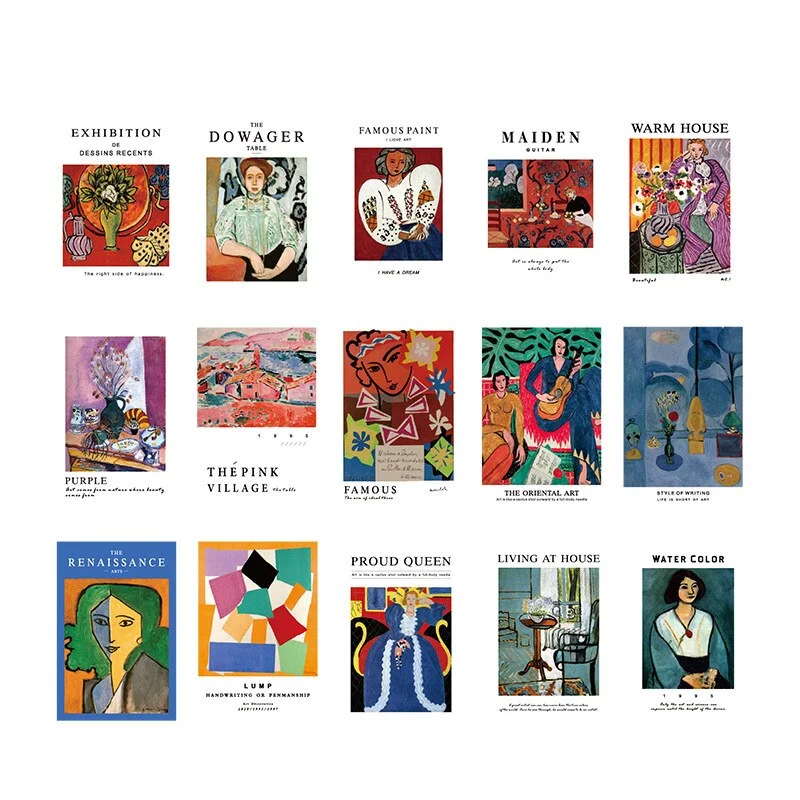 W&G Ins Matisse 15 Vintage Oil Painting Decoration Cards Van Gogh Postcards Bedroom Decoration Photo Wall Cards Desk Decoration