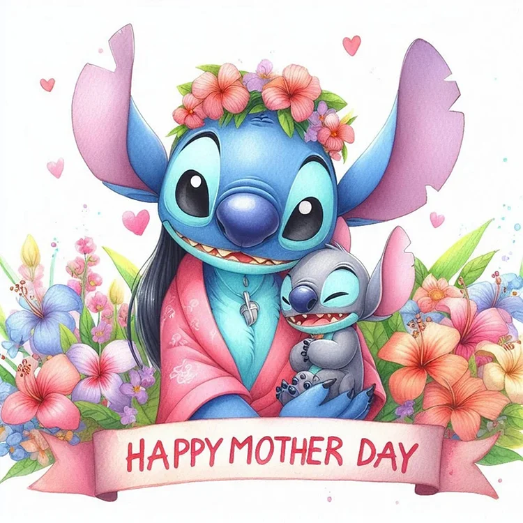 Full Round Diamond Painting - Lilo & Stitch Mother'S Day Slogan 30*30CM