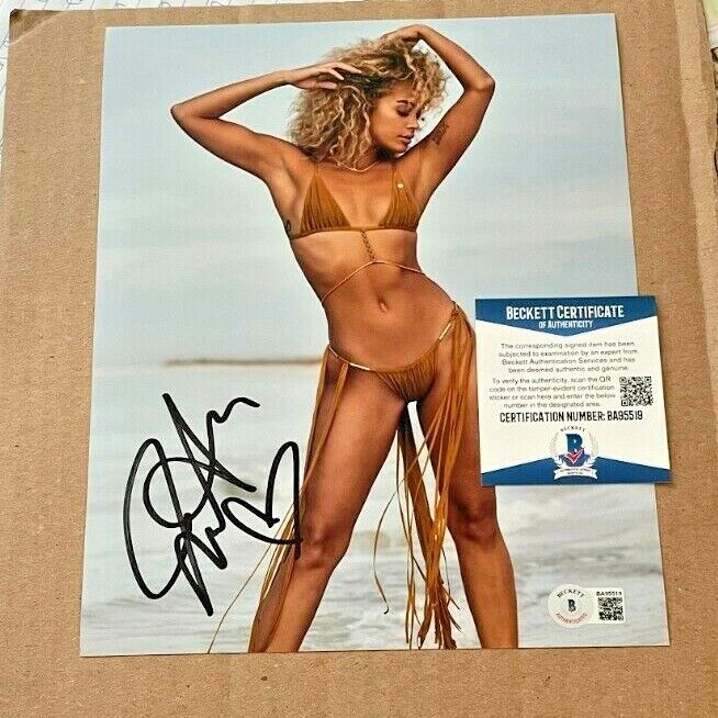 JASMINE SANDERS SIGNED S.I. SWIMSUIT MODEL 8X10 Photo Poster painting BECKETT CERTIFIED #11