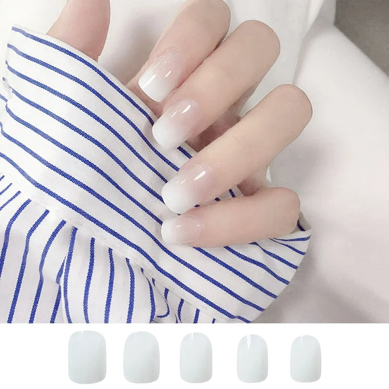 24pcs/set faux nails Accessories for women matte Pink False Nail with glue solid Color Short Square full cover press on nails-Nail Inspo